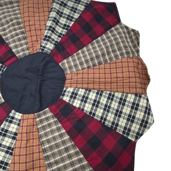 Plaid patchwork table doily cover placemat handmade Christmas cottage - Picture 3 of 8